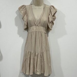 Guess by Marciano Tan Ruffle Sleeve Mini Dress